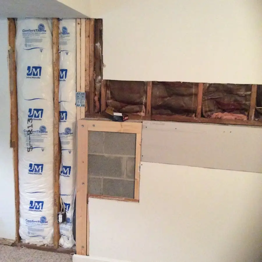Wall insulation replacement during Basement Flood Cleanup in Pleasant Garden